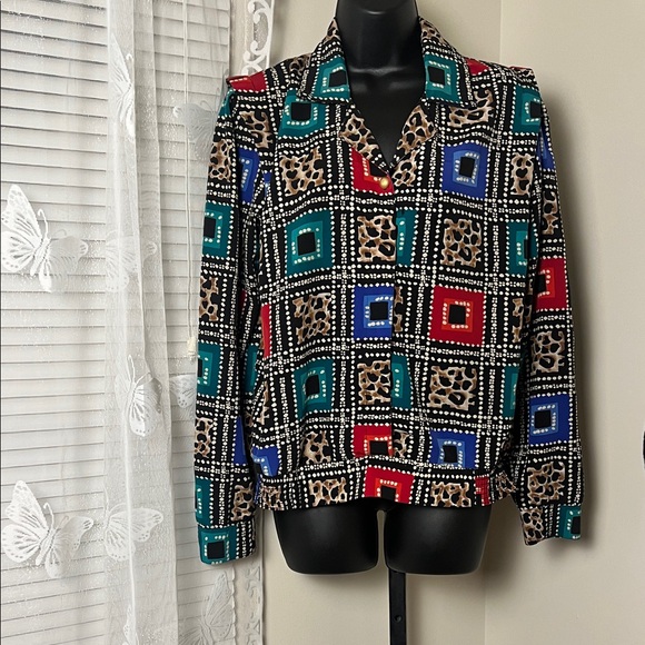 Allison Daley Tops - Allison Daley Multicolor Geometric Blouse